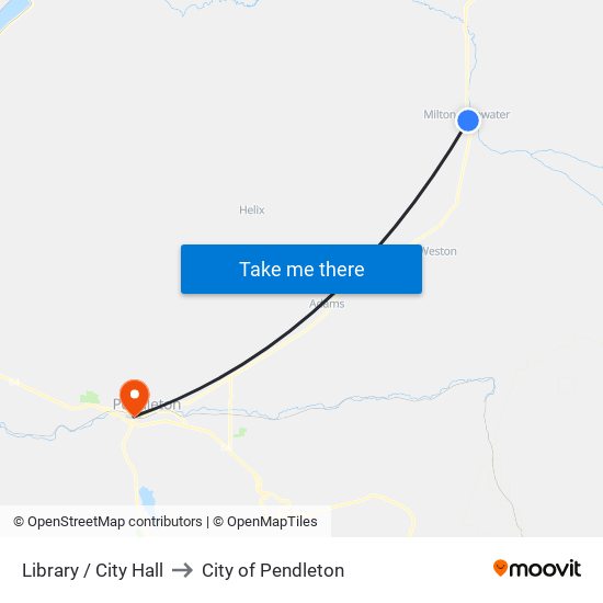 Library / City Hall to City of Pendleton map