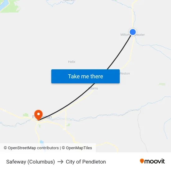 Safeway (Columbus) to City of Pendleton map