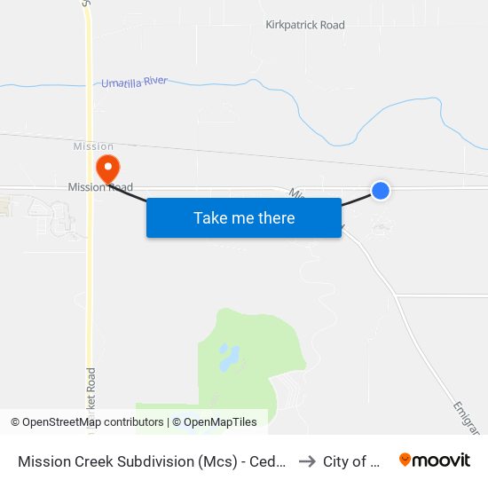 Mission Creek Subdivision (Mcs) - Cedar St & Short Mile Rd to City of Mission map