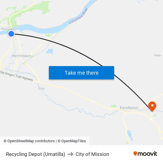 Recycling Depot (Umatilla) to City of Mission map