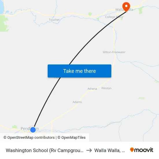 Washington School (Rv Campground) to Walla Walla, WA map