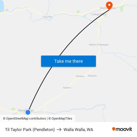 Til Taylor Park (Pendleton) to Walla Walla, WA map