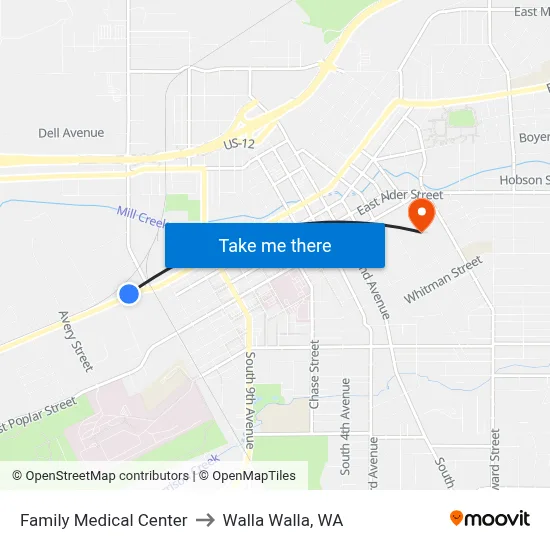 Family Medical Center to Walla Walla, WA map