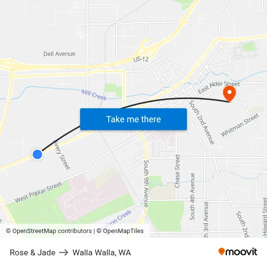 Rose & Jade to Walla Walla, WA map