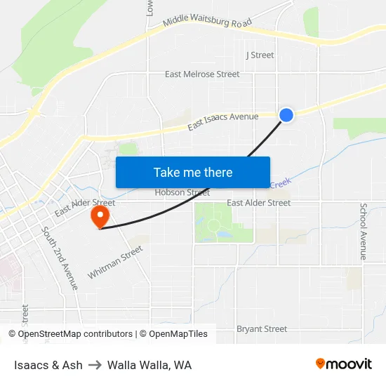 Isaacs & Ash to Walla Walla, WA map