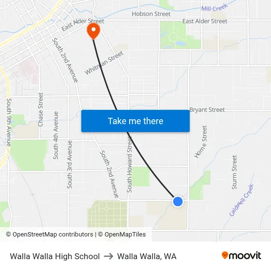 Walla Walla High School to Walla Walla, WA map