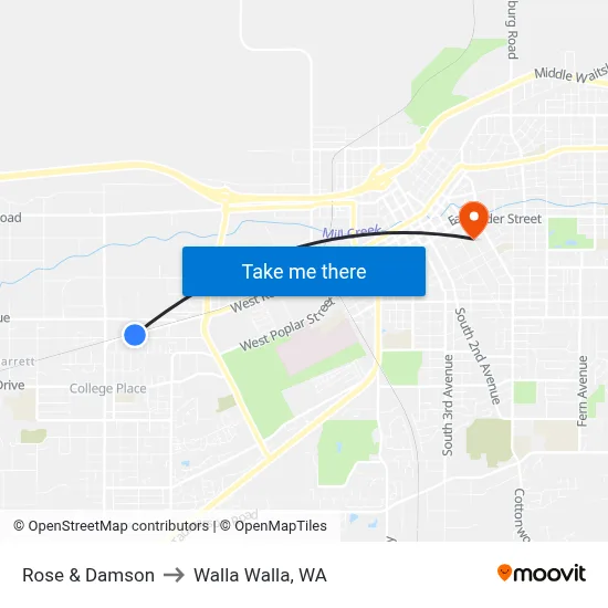 Rose & Damson to Walla Walla, WA map