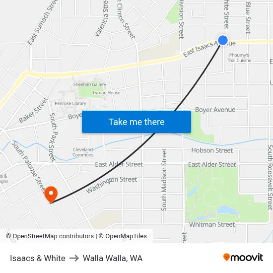 Isaacs & White to Walla Walla, WA map