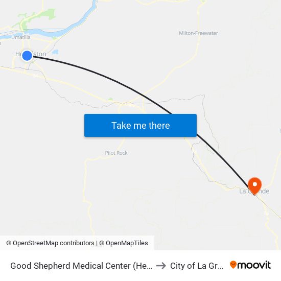 Good Shepherd Medical Center (Hermiston) to City of La Grande map