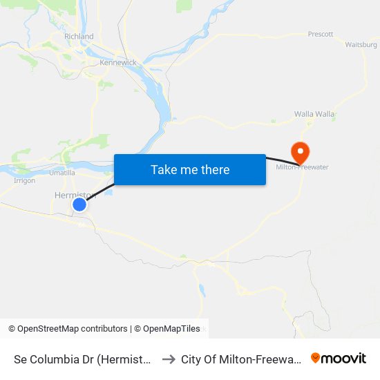 Se Columbia Dr (Hermiston) to City Of Milton-Freewater map