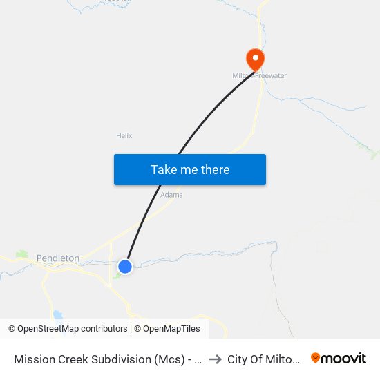 Mission Creek Subdivision (Mcs) - Cedar St & Short Mile Rd to City Of Milton-Freewater map