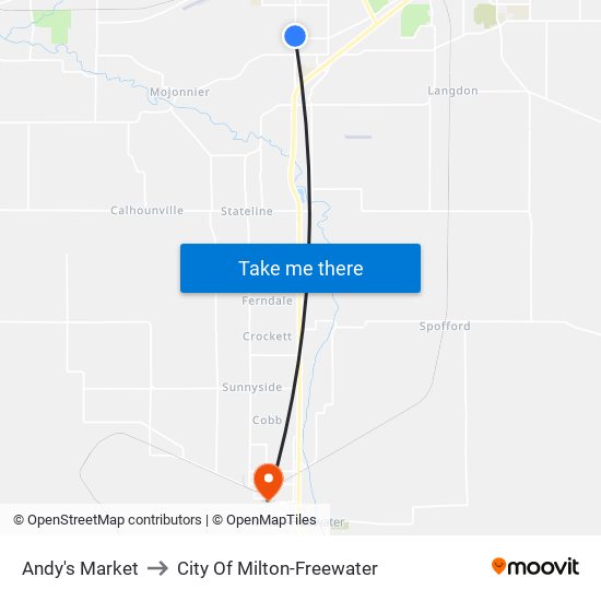 Andy's Market to City Of Milton-Freewater map