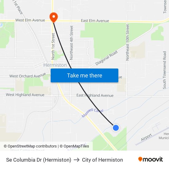 Se Columbia Dr (Hermiston) to City of Hermiston map