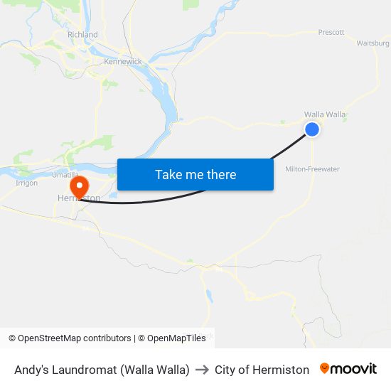 Andy's Laundromat (Walla Walla) to City of Hermiston map