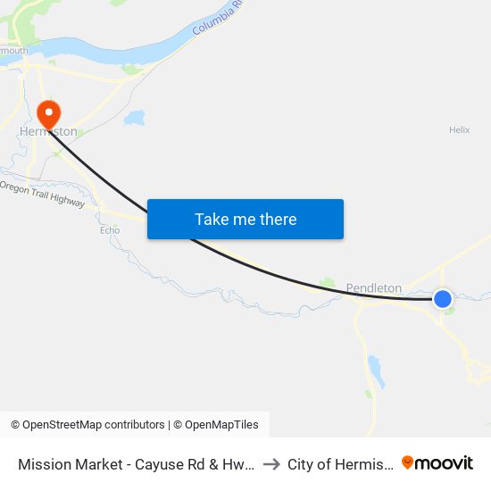 Mission Market - Cayuse Rd & Hwy 331 to City of Hermiston map