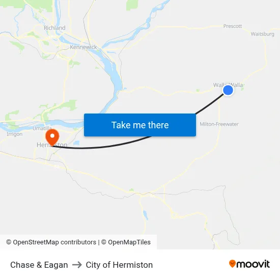 Chase & Eagan to City of Hermiston map