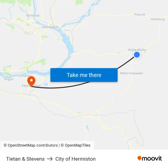 Tietan & Stevens to City of Hermiston map