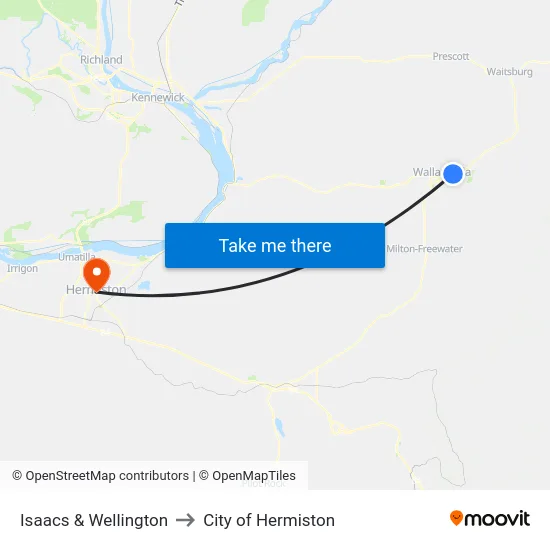 Isaacs & Wellington to City of Hermiston map
