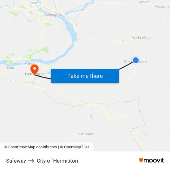 Safeway to City of Hermiston map