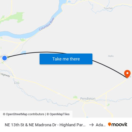 NE 13th St & NE Madrona Dr - Highland Park (Hermiston) to Adams map