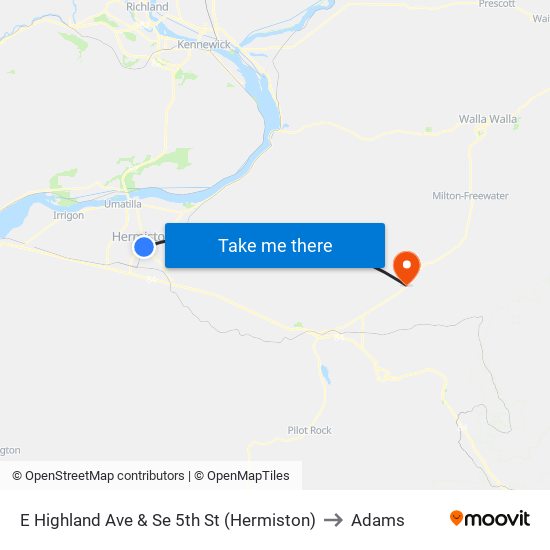 E Highland Ave & Se 5th St (Hermiston) to Adams map