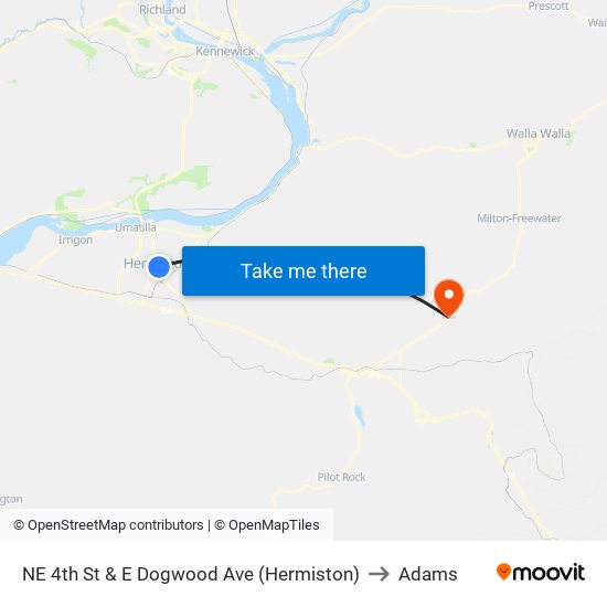 NE 4th St & E Dogwood Ave (Hermiston) to Adams map