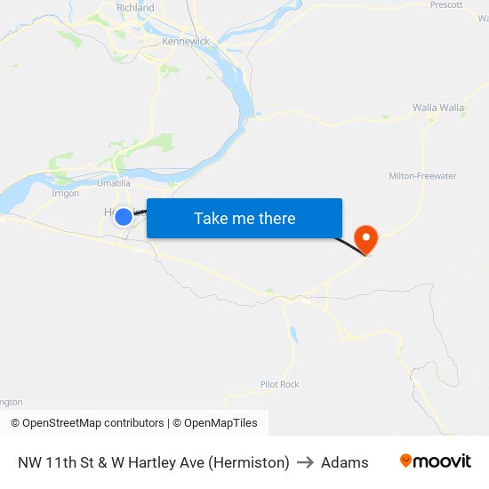 NW 11th St & W Hartley Ave (Hermiston) to Adams map