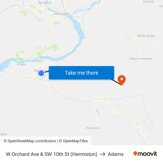 W Orchard Ave & SW 10th St (Hermiston) to Adams map