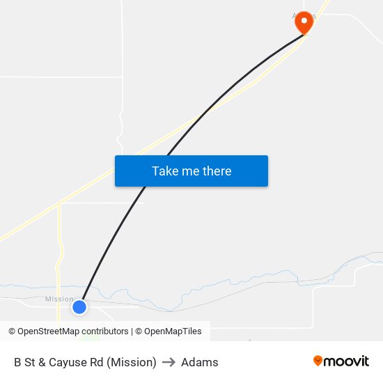 B St & Cayuse Rd (Mission) to Adams map