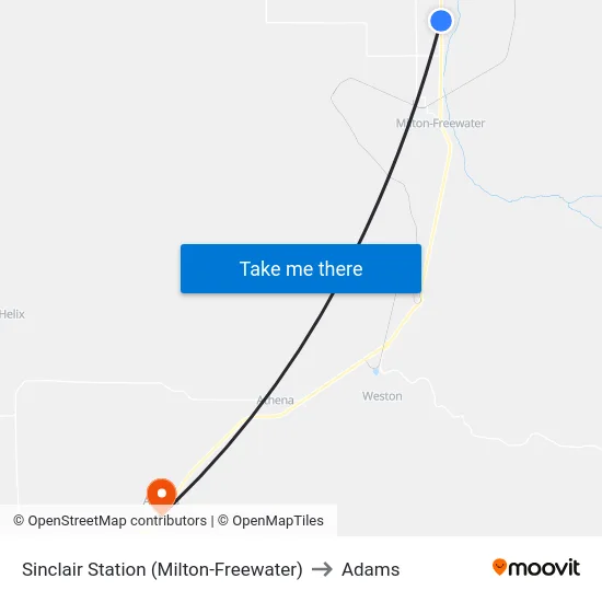 Sinclair Station (Milton-Freewater) to Adams map