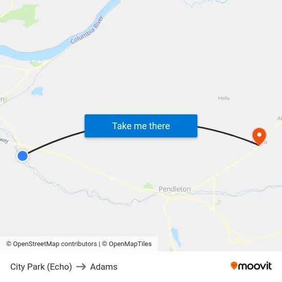 City Park (Echo) to Adams map