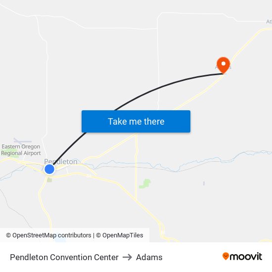 Pendleton Convention Center to Adams map