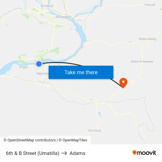 6th & B Street (Umatilla) to Adams map