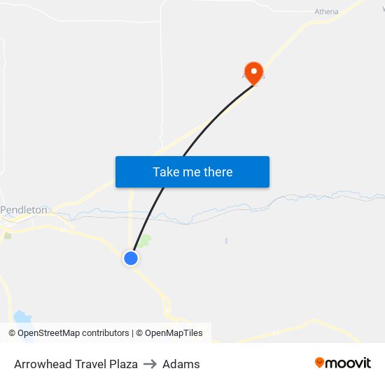 Arrowhead Travel Plaza to Adams map