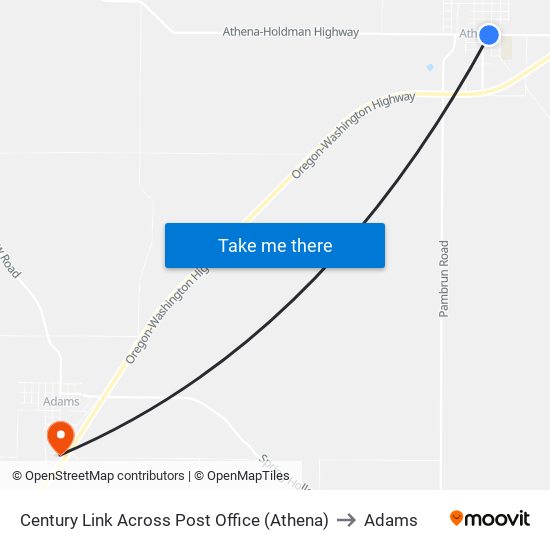 Century Link Across Post Office (Athena) to Adams map