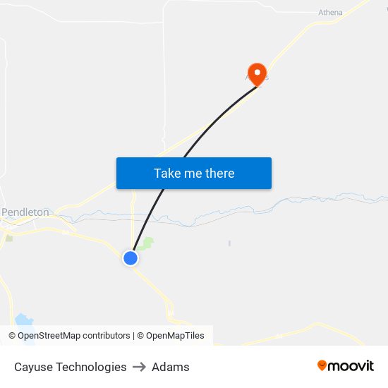 Cayuse Technologies to Adams map