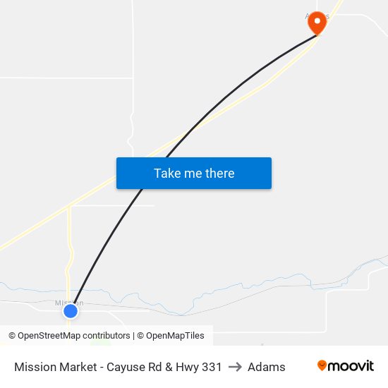 Mission Market - Cayuse Rd & Hwy 331 to Adams map