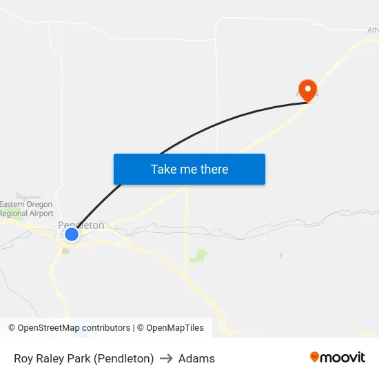 Roy Raley Park (Pendleton) to Adams map