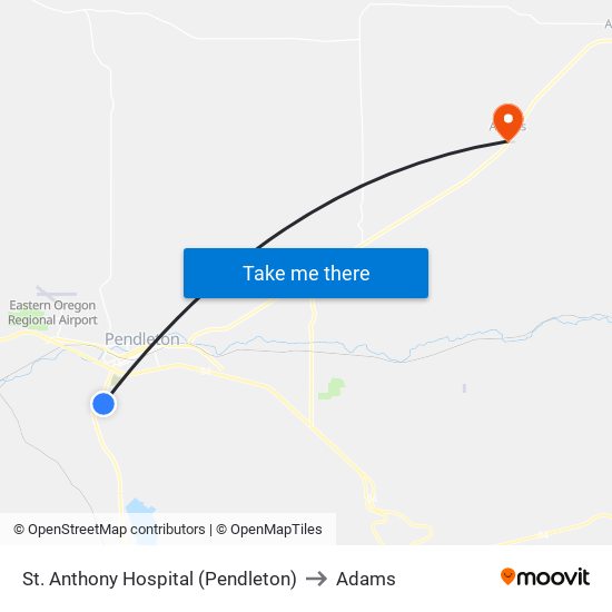 St. Anthony Hospital (Pendleton) to Adams map