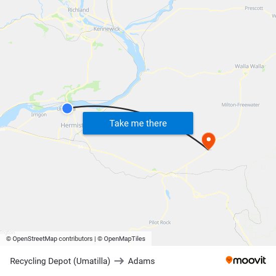 Recycling Depot (Umatilla) to Adams map