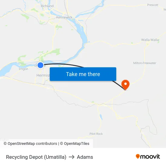 Recycling Depot (Umatilla) to Adams map