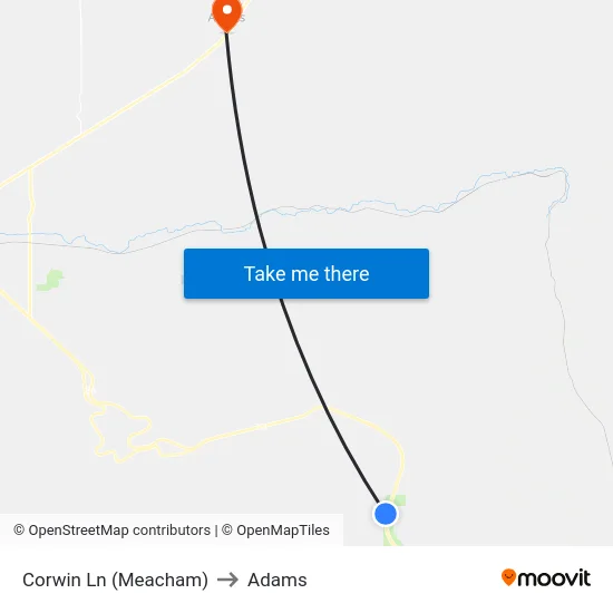 Corwin Ln (Meacham) to Adams map
