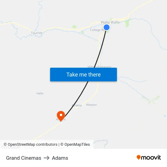 Grand Cinemas to Adams map