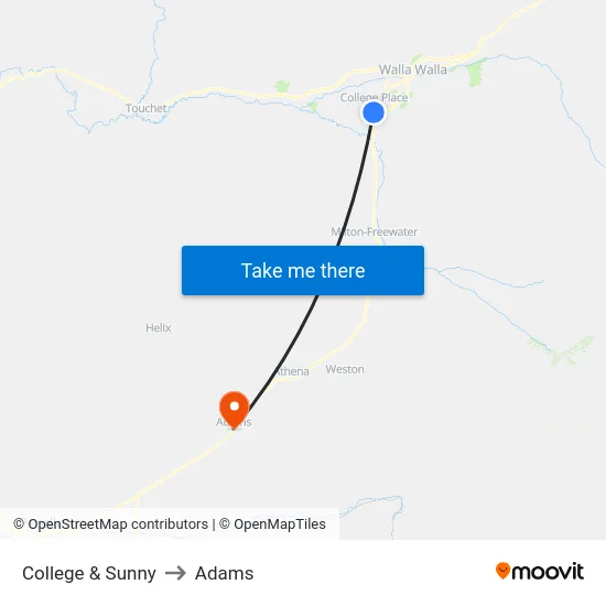 College & Sunny to Adams map