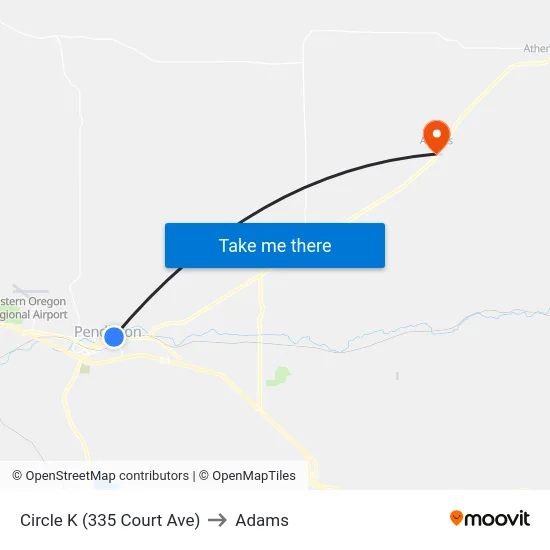 Circle K (335 Court Ave) to Adams map