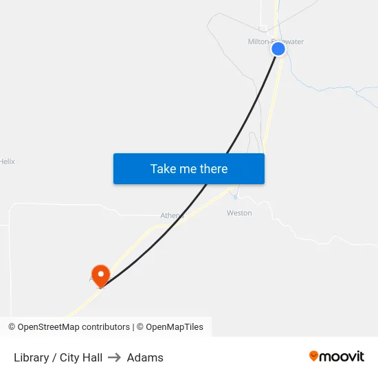 Library / City Hall to Adams map