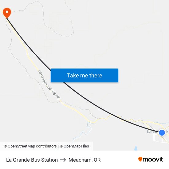 La Grande Bus Station to Meacham, OR map