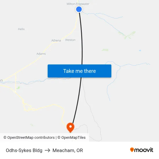Odhs-Sykes Bldg to Meacham, OR map