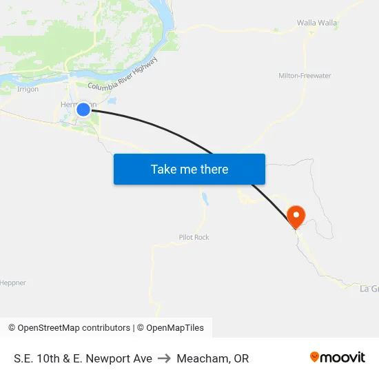 S.E. 10th & E. Newport Ave to Meacham, OR map