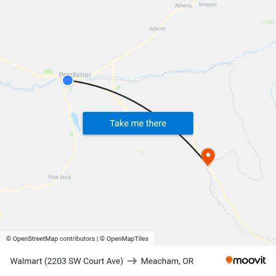 Walmart (2203 SW Court Ave) to Meacham, OR map